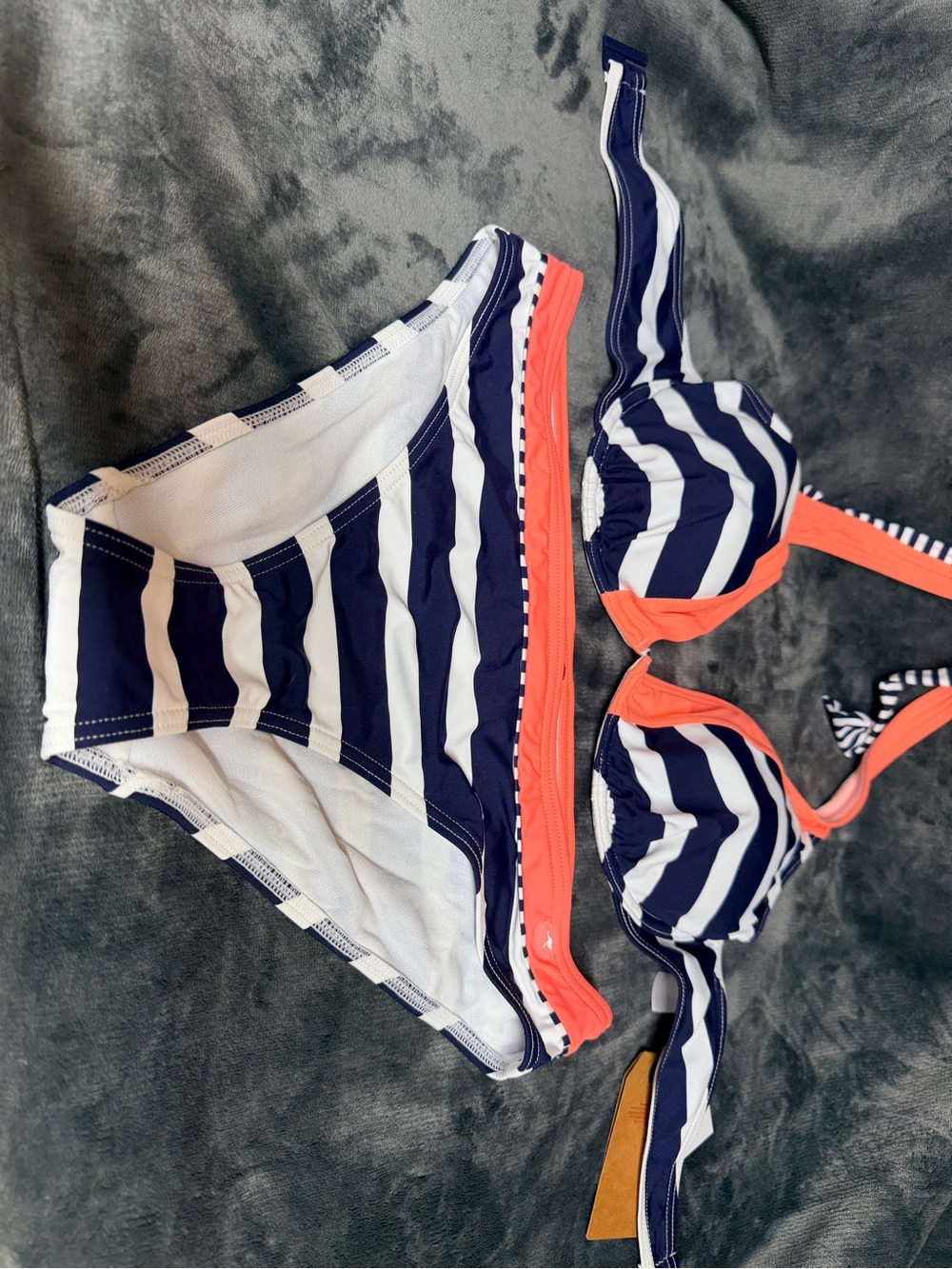 kangaROOS Navy, White & Coral Stripe Bikini Set